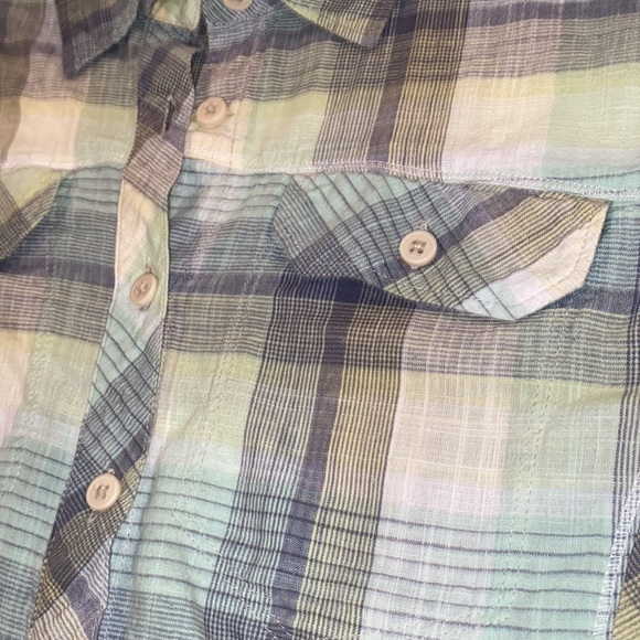 Columbia women’s pastel green and blue plaid long sleeve button down size M - Picture 5 of 8